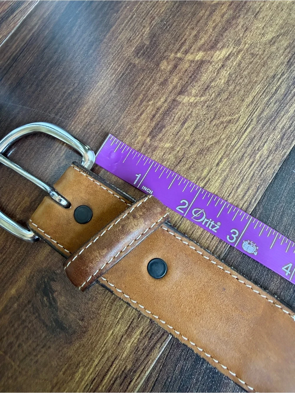Justin Top Grain Leather Western Belt Size 34 Silver Round Hardware